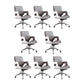 High / Mid Back Office Chair Grey Upholstered Desk Chair with Wheels 8 Piece Set Mid-Back (14-22 in.) Clearhalo 'furn' 'furn_office_chair' 'Furniture' 'Office Chairs' 'Office Furniture' 'office_chair' 5608609