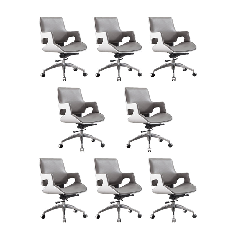 High / Mid Back Office Chair Grey Upholstered Desk Chair with Wheels 8 Piece Set Mid-Back (14-22 in.) Clearhalo 'furn' 'furn_office_chair' 'Furniture' 'Office Chairs' 'Office Furniture' 'office_chair' 5608609