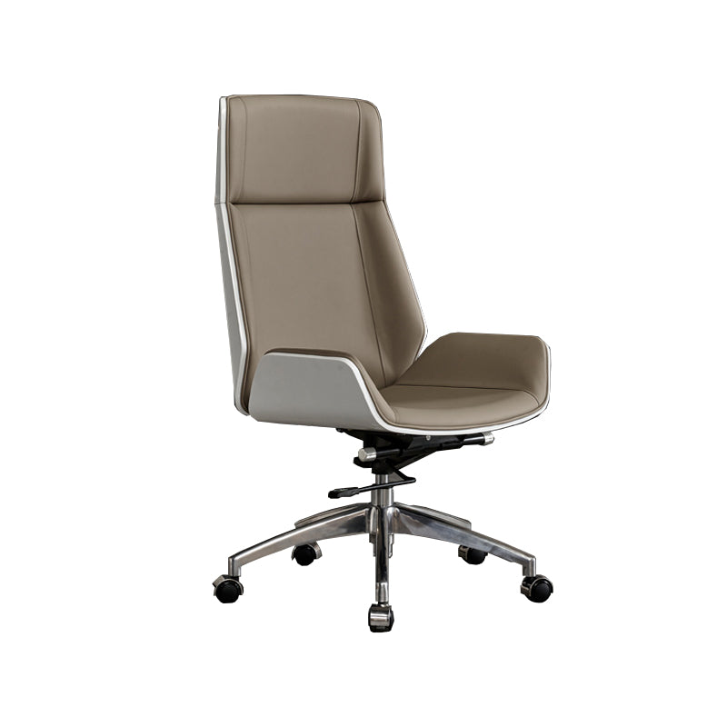 High Back Office Chair Rotatable Leather Desk Chair with Wheels White-Gray 1 Piece Clearhalo 'furn' 'furn_office_chair' 'Furniture' 'Office Chairs' 'Office Furniture' 'office_chair' 5608715