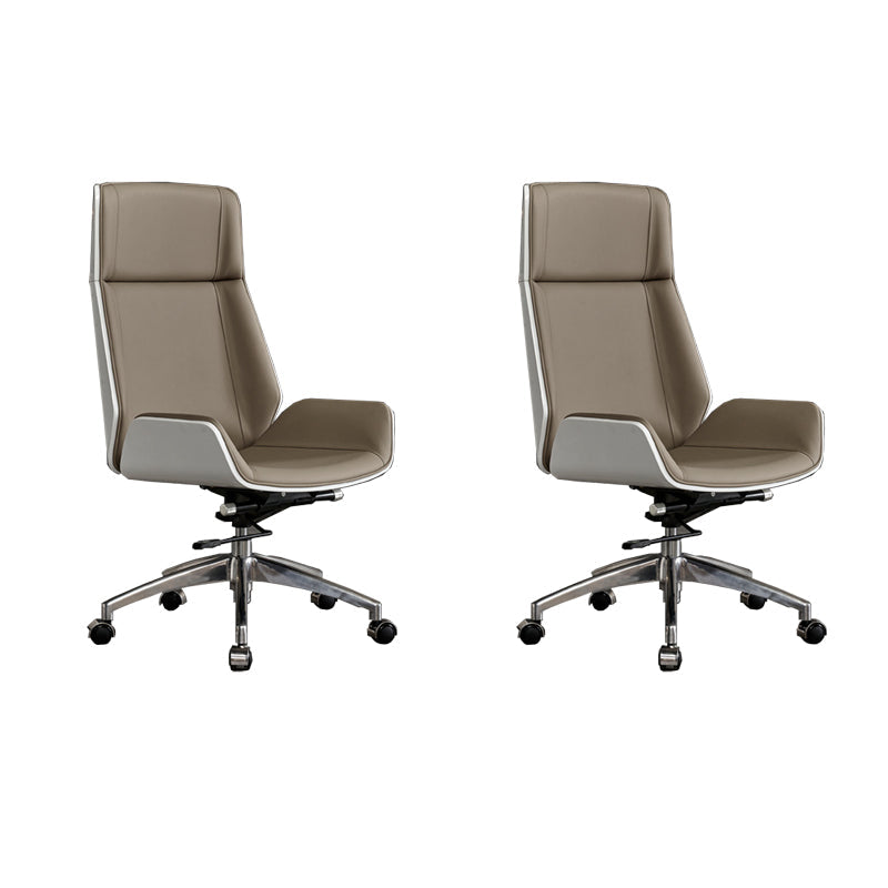 High Back Office Chair Rotatable Leather Desk Chair with Wheels White-Gray 2 Piece Set Clearhalo 'furn' 'furn_office_chair' 'Furniture' 'Office Chairs' 'Office Furniture' 'office_chair' 5608716