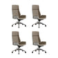 High Back Office Chair Rotatable Leather Desk Chair with Wheels White-Gray 4 Piece Set Clearhalo 'furn' 'furn_office_chair' 'Furniture' 'Office Chairs' 'Office Furniture' 'office_chair' 5608718