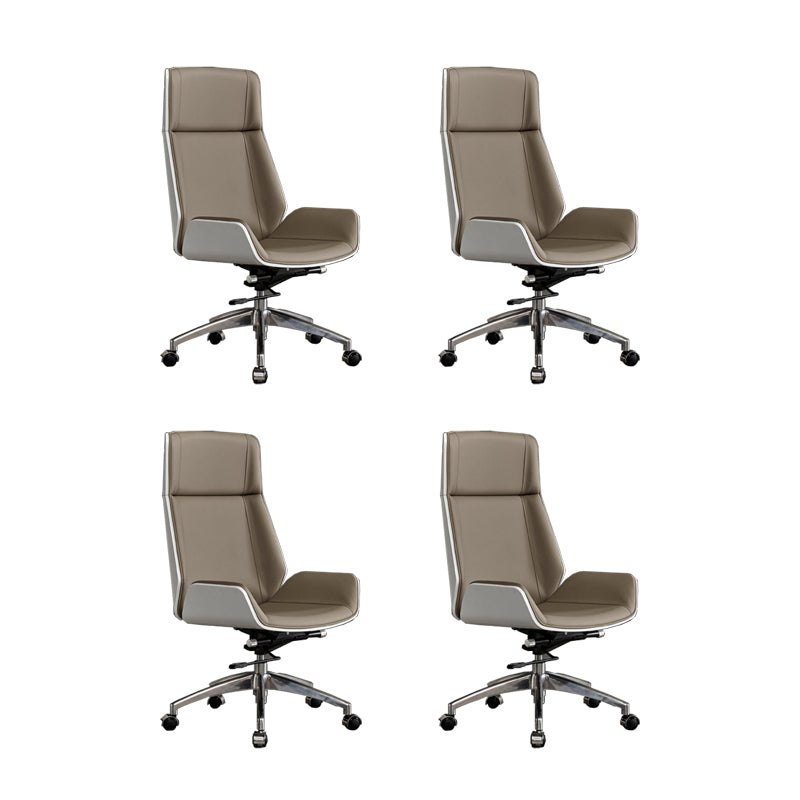 High Back Office Chair Rotatable Leather Desk Chair with Wheels White-Gray 4 Piece Set Clearhalo 'furn' 'furn_office_chair' 'Furniture' 'Office Chairs' 'Office Furniture' 'office_chair' 5608718