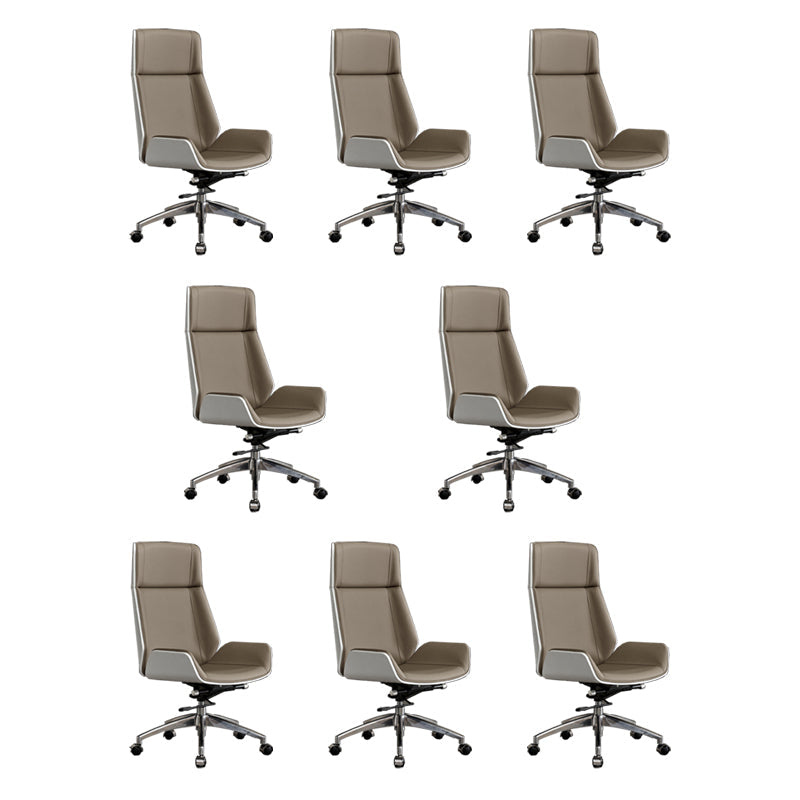 High Back Office Chair Rotatable Leather Desk Chair with Wheels White-Gray 8 Piece Set Clearhalo 'furn' 'furn_office_chair' 'Furniture' 'Office Chairs' 'Office Furniture' 'office_chair' 5608723