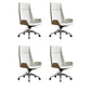High Back Office Chair Rotatable Leather Desk Chair with Wheels Natural Wood White 4 Piece Set Clearhalo 'furn' 'furn_office_chair' 'Furniture' 'Office Chairs' 'Office Furniture' 'office_chair' 5608729