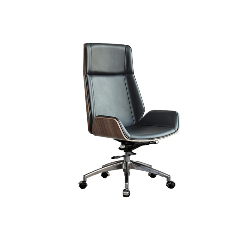 High Back Office Chair Rotatable Leather Desk Chair with Wheels Brown-Black 1 Piece Clearhalo 'furn' 'furn_office_chair' 'Furniture' 'Office Chairs' 'Office Furniture' 'office_chair' 5608735