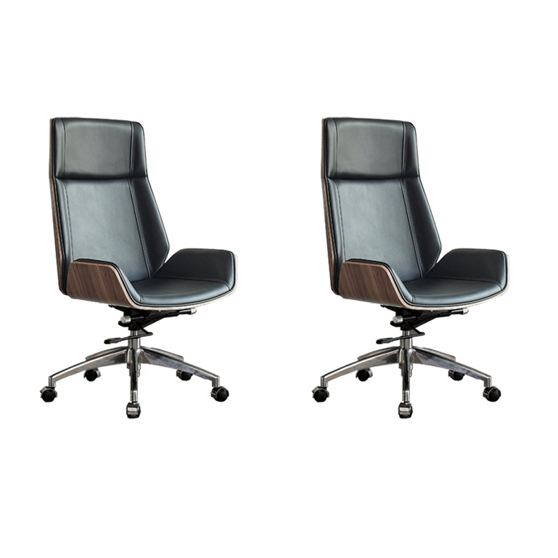 High Back Office Chair Rotatable Leather Desk Chair with Wheels Brown-Black 2 Piece Set Clearhalo 'furn' 'furn_office_chair' 'Furniture' 'Office Chairs' 'Office Furniture' 'office_chair' 5608736
