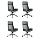 High Back Office Chair Rotatable Leather Desk Chair with Wheels Brown-Black 4 Piece Set Clearhalo 'furn' 'furn_office_chair' 'Furniture' 'Office Chairs' 'Office Furniture' 'office_chair' 5608737