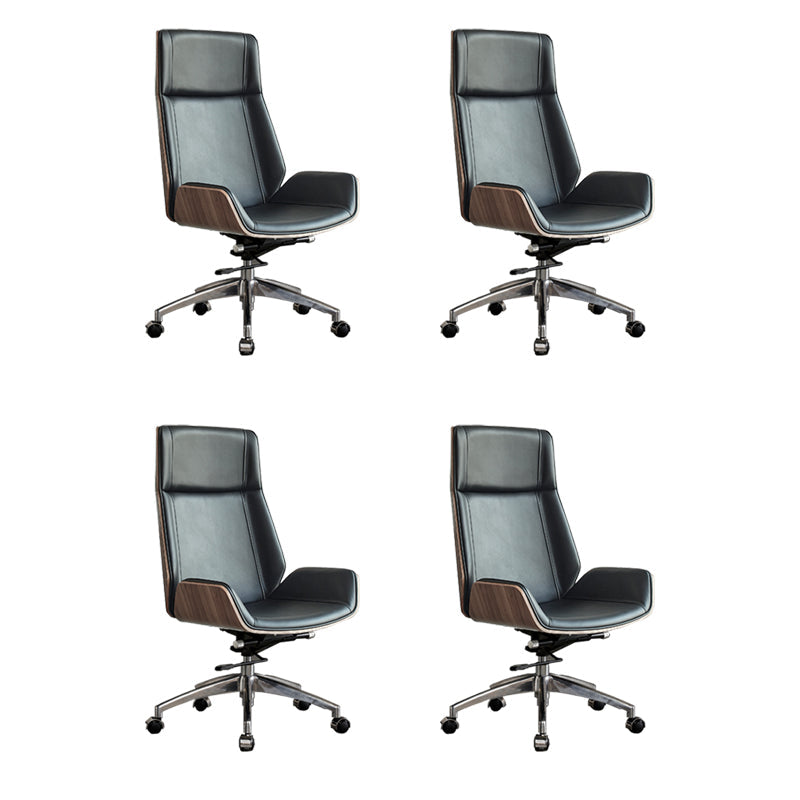 High Back Office Chair Rotatable Leather Desk Chair with Wheels Brown-Black 4 Piece Set Clearhalo 'furn' 'furn_office_chair' 'Furniture' 'Office Chairs' 'Office Furniture' 'office_chair' 5608737