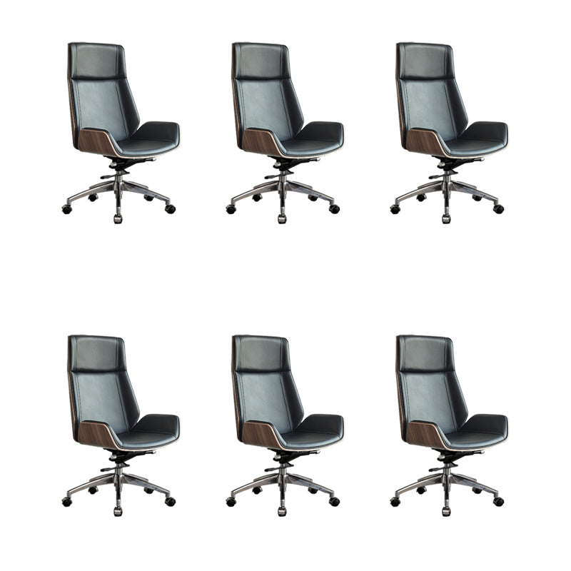 High Back Office Chair Rotatable Leather Desk Chair with Wheels Brown-Black 6 Piece Set Clearhalo 'furn' 'furn_office_chair' 'Furniture' 'Office Chairs' 'Office Furniture' 'office_chair' 5608738