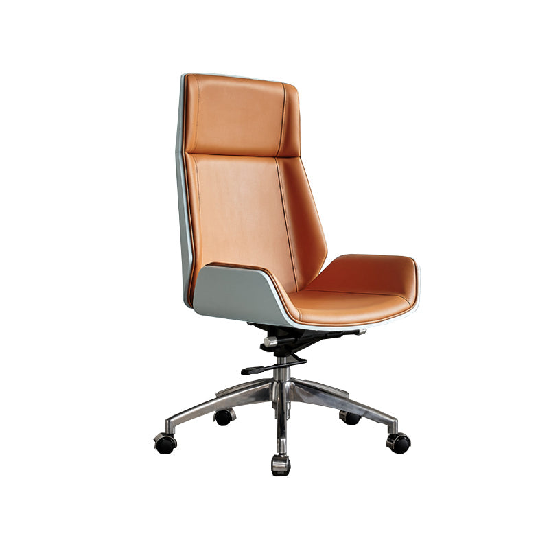 High Back Office Chair Rotatable Leather Desk Chair with Wheels Orange White 1 Piece Clearhalo 'furn' 'furn_office_chair' 'Furniture' 'Office Chairs' 'Office Furniture' 'office_chair' 5608740
