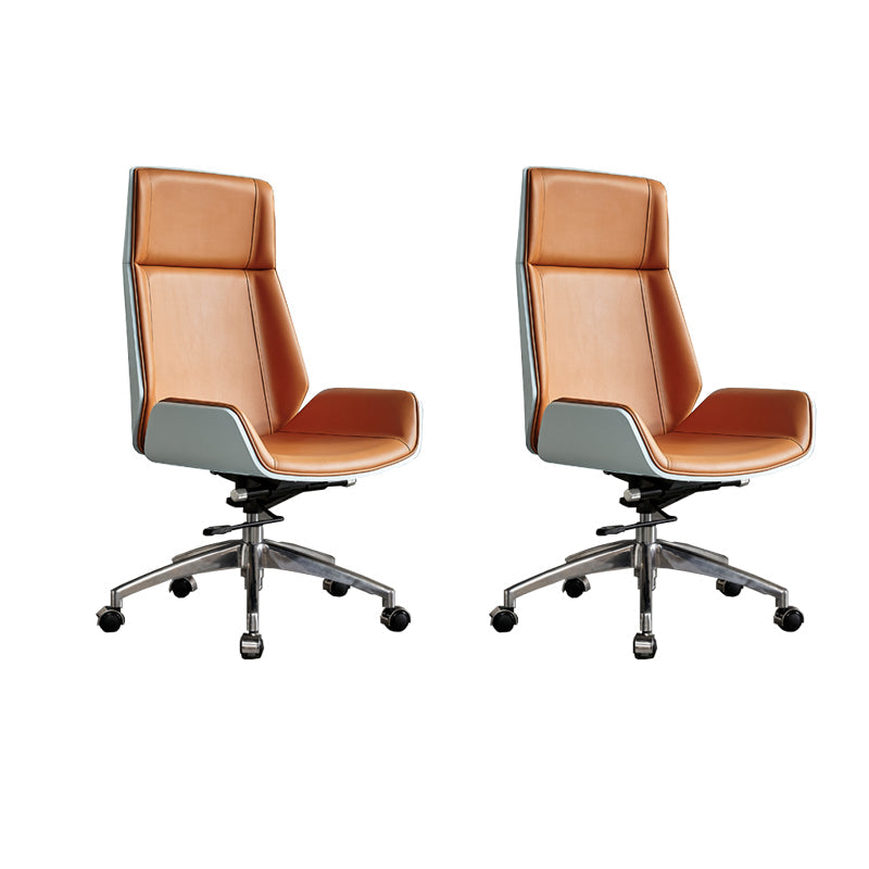 High Back Office Chair Rotatable Leather Desk Chair with Wheels Orange White 2 Piece Set Clearhalo 'furn' 'furn_office_chair' 'Furniture' 'Office Chairs' 'Office Furniture' 'office_chair' 5608741