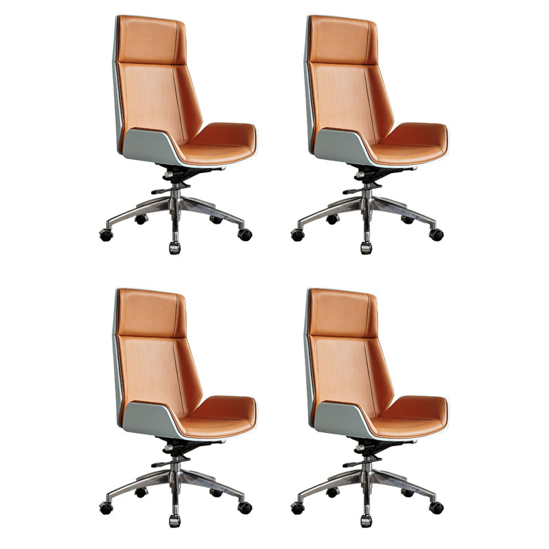 High Back Office Chair Rotatable Leather Desk Chair with Wheels Orange White 4 Piece Set Clearhalo 'furn' 'furn_office_chair' 'Furniture' 'Office Chairs' 'Office Furniture' 'office_chair' 5608742