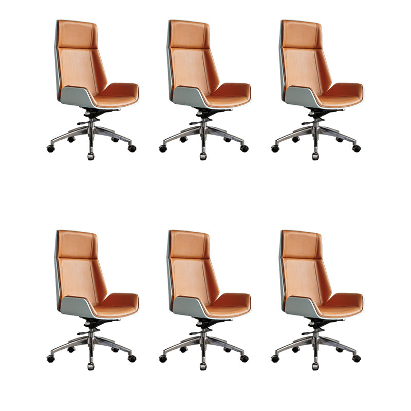 High Back Office Chair Rotatable Leather Desk Chair with Wheels Orange White 6 Piece Set Clearhalo 'furn' 'furn_office_chair' 'Furniture' 'Office Chairs' 'Office Furniture' 'office_chair' 5608743