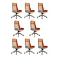 High Back Office Chair Rotatable Leather Desk Chair with Wheels Orange White 8 Piece Set Clearhalo 'furn' 'furn_office_chair' 'Furniture' 'Office Chairs' 'Office Furniture' 'office_chair' 5608744