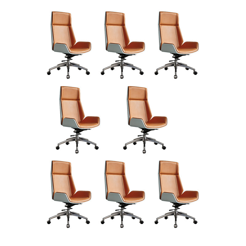 High Back Office Chair Rotatable Leather Desk Chair with Wheels Orange White 8 Piece Set Clearhalo 'furn' 'furn_office_chair' 'Furniture' 'Office Chairs' 'Office Furniture' 'office_chair' 5608744