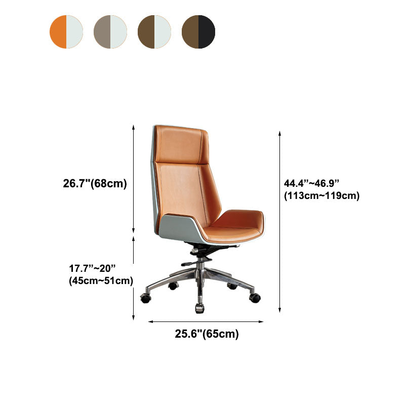 High Back Office Chair Rotatable Leather Desk Chair with Wheels Clearhalo 'furn' 'furn_office_chair' 'Furniture' 'Office Chairs' 'Office Furniture' 'office_chair' 5608745