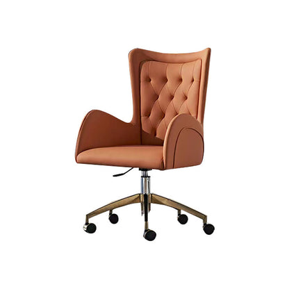 Mid Back Office Chair Rotatable Leather Desk Chair with Steel Base Orange 1 Piece Clearhalo 'furn' 'furn_office_chair' 'Furniture' 'Office Chairs' 'Office Furniture' 'office_chair' 5608808