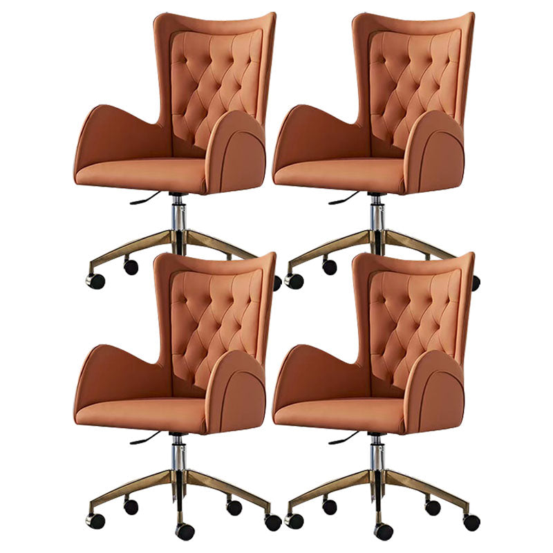 Mid Back Office Chair Rotatable Leather Desk Chair with Steel Base Orange 4 Piece Set Clearhalo 'furn' 'furn_office_chair' 'Furniture' 'Office Chairs' 'Office Furniture' 'office_chair' 5608812