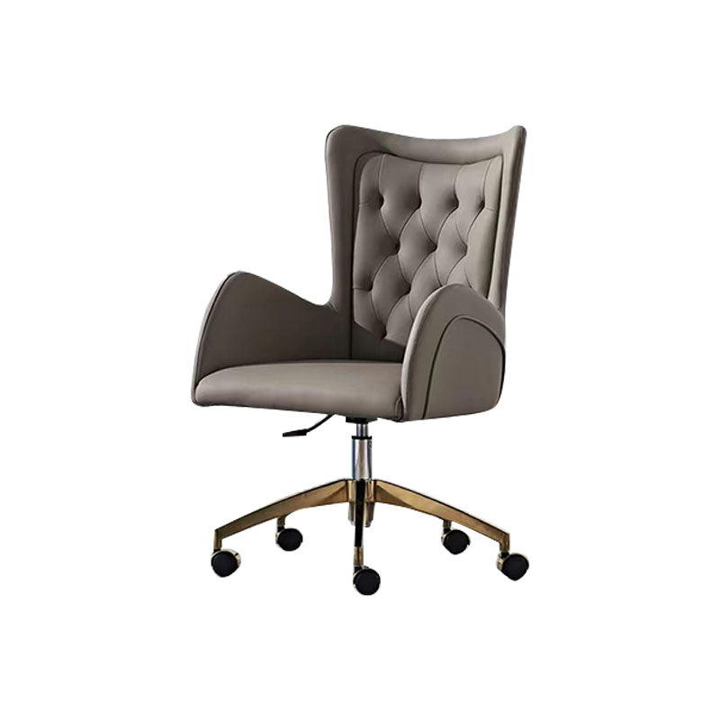 Mid Back Office Chair Rotatable Leather Desk Chair with Steel Base Gray 1 Piece Clearhalo 'furn' 'furn_office_chair' 'Furniture' 'Office Chairs' 'Office Furniture' 'office_chair' 5608819