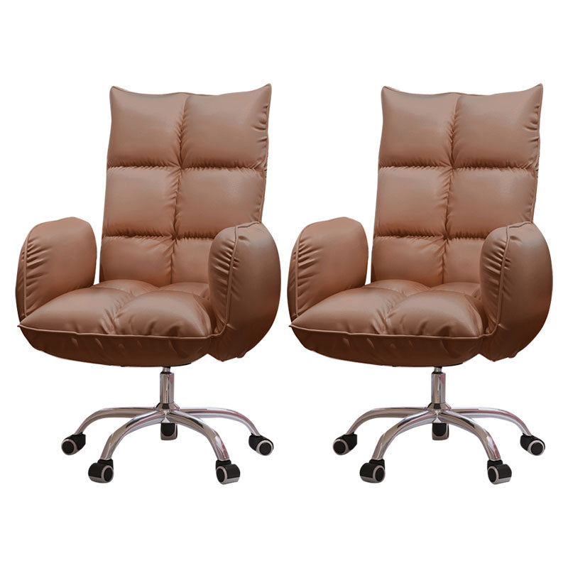 Sedia alta office di back office sedia da scrivania imbottita rotabile con base in acciaio