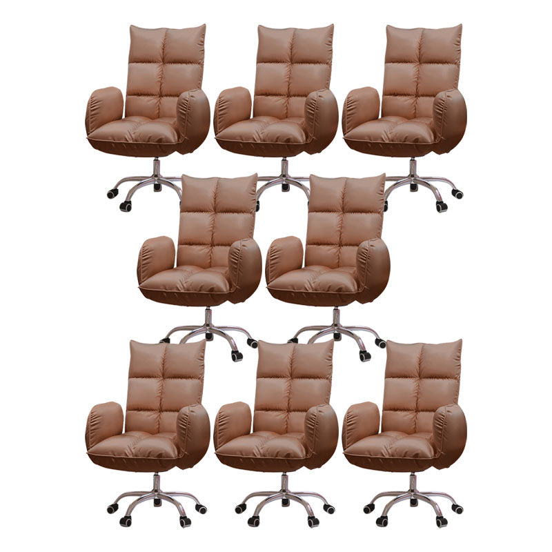 Sedia alta office di back office sedia da scrivania imbottita rotabile con base in acciaio