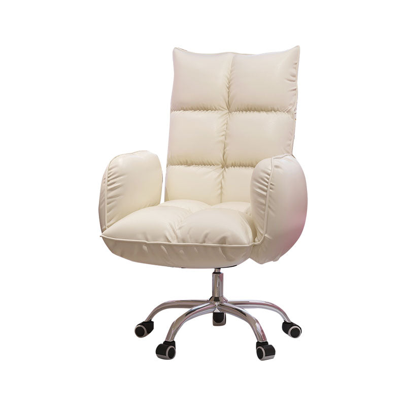 Sedia alta office di back office sedia da scrivania imbottita rotabile con base in acciaio