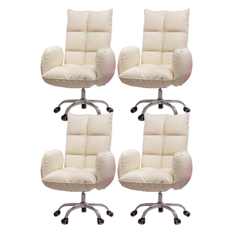Sedia alta office di back office sedia da scrivania imbottita rotabile con base in acciaio