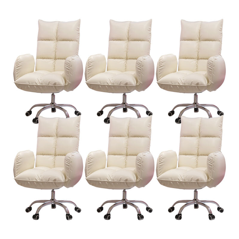 Sedia alta office di back office sedia da scrivania imbottita rotabile con base in acciaio