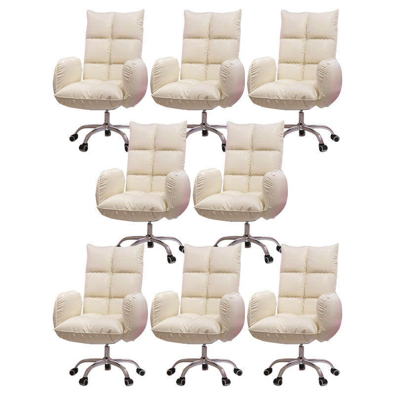 Sedia alta office di back office sedia da scrivania imbottita rotabile con base in acciaio