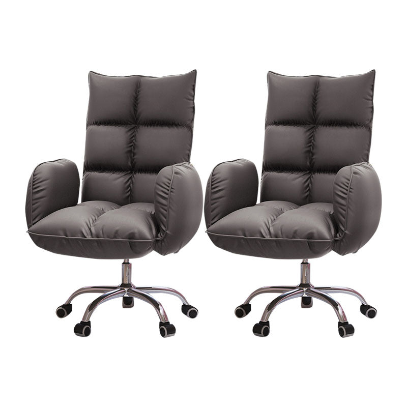 Sedia alta office di back office sedia da scrivania imbottita rotabile con base in acciaio