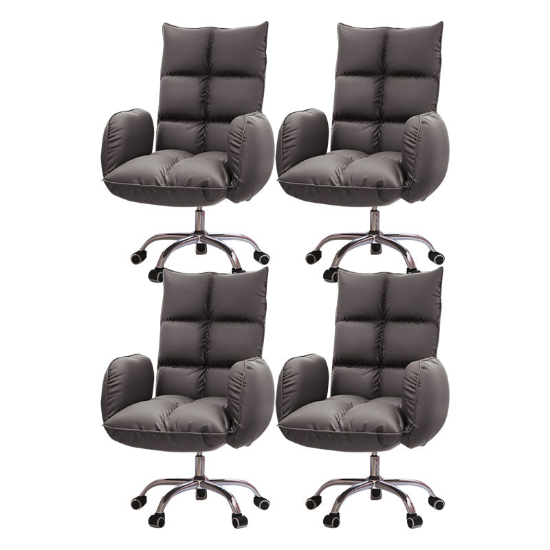 Sedia alta office di back office sedia da scrivania imbottita rotabile con base in acciaio