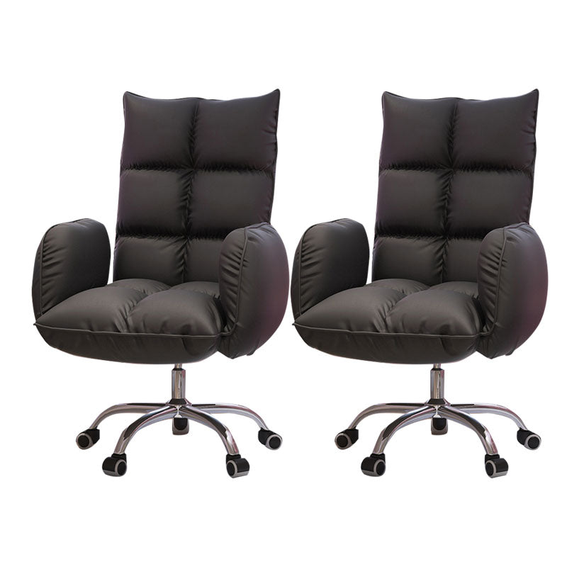 Sedia alta office di back office sedia da scrivania imbottita rotabile con base in acciaio