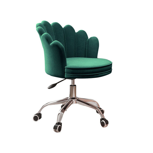 Mid Back Office Chair Armless Rotatable Desk Chair with Wheels Green 1 Piece Silver