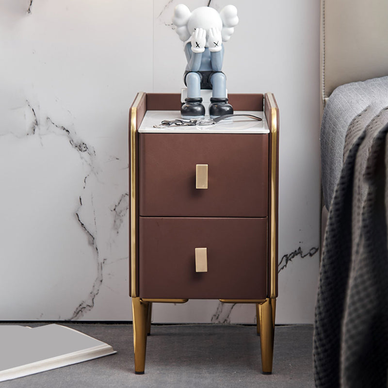 Stone Top Glam Bed Nightsand Stand Night-Artwer 20 pulgadas de madera sólida de madera sólida con piernas