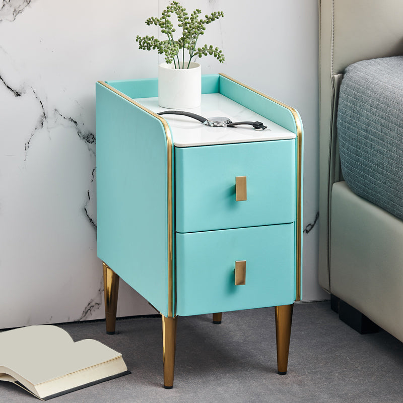 Stone Top Glam Bed Nightsand Stand Night-Artwer 20 pulgadas de madera sólida de madera sólida con piernas