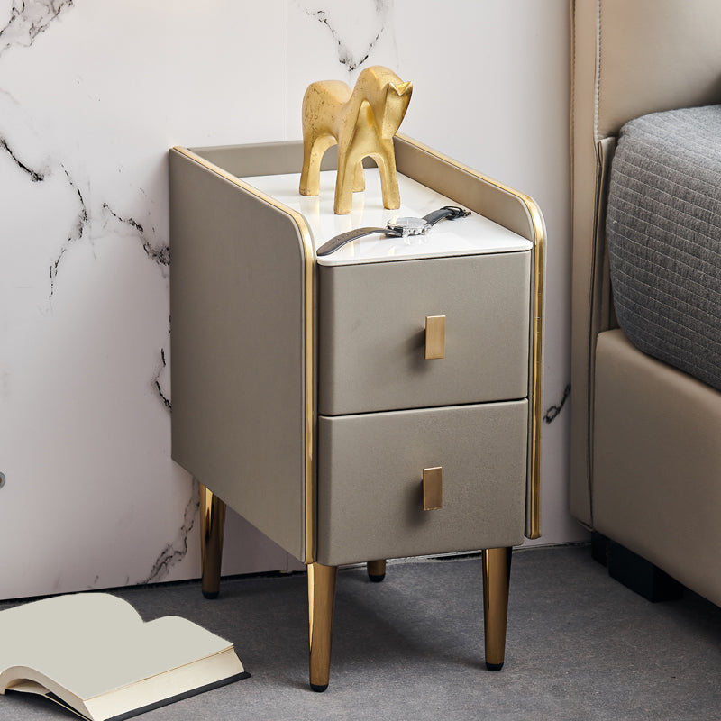 Stone Top Glam Bed Nightsand Stand Night-Artwer 20 pulgadas de madera sólida de madera sólida con piernas