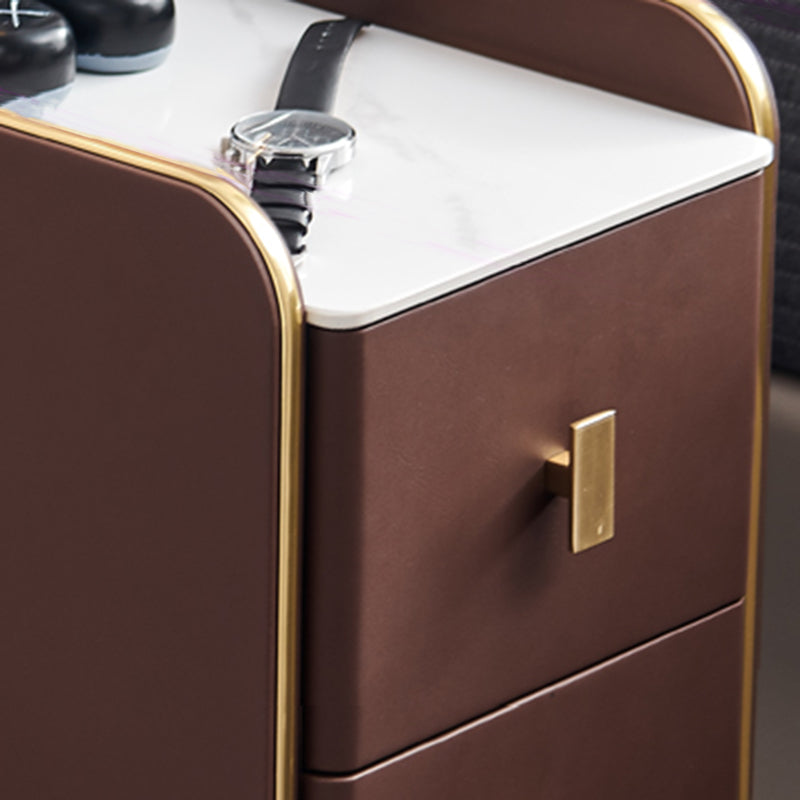 Stone Top Glam Bed Nightsand Stand Night-Artwer 20 pulgadas de madera sólida de madera sólida con piernas