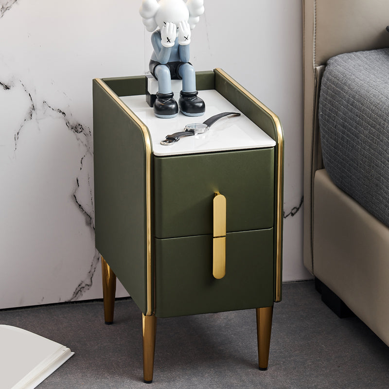 Stone Top Glam Bed Nightsand Stand Night-Artwer 20 pulgadas de madera sólida de madera sólida con piernas