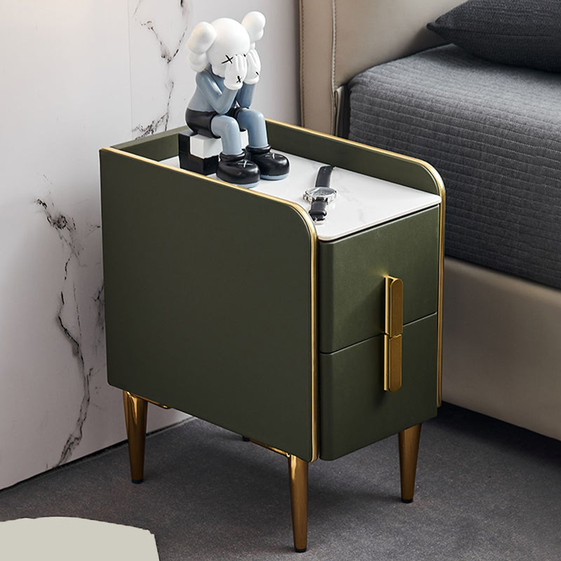 Stone Top Glam Bed Nightsand Stand Night-Artwer 20 pulgadas de madera sólida de madera sólida con piernas