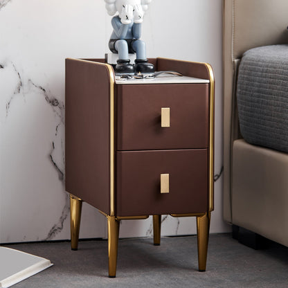 Stone Top Glam Bed Nightsand Stand Night-Artwer 20 pulgadas de madera sólida de madera sólida con piernas