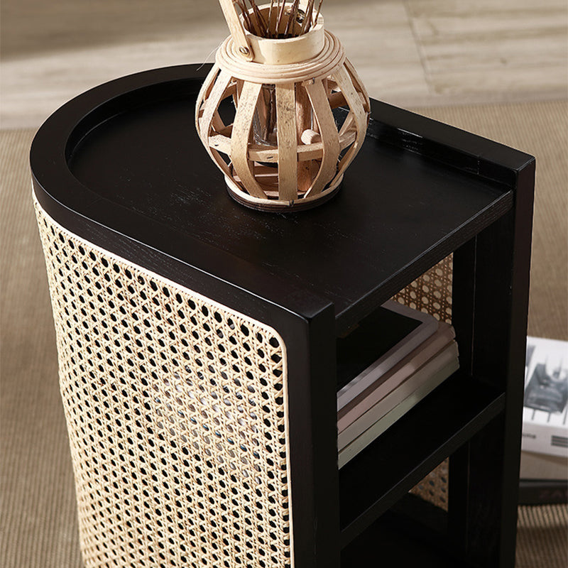 Wicker/Rattan-Nachttisch massives Holz 24 Zoll H 1-Shelf-Beine enthalten Schrank