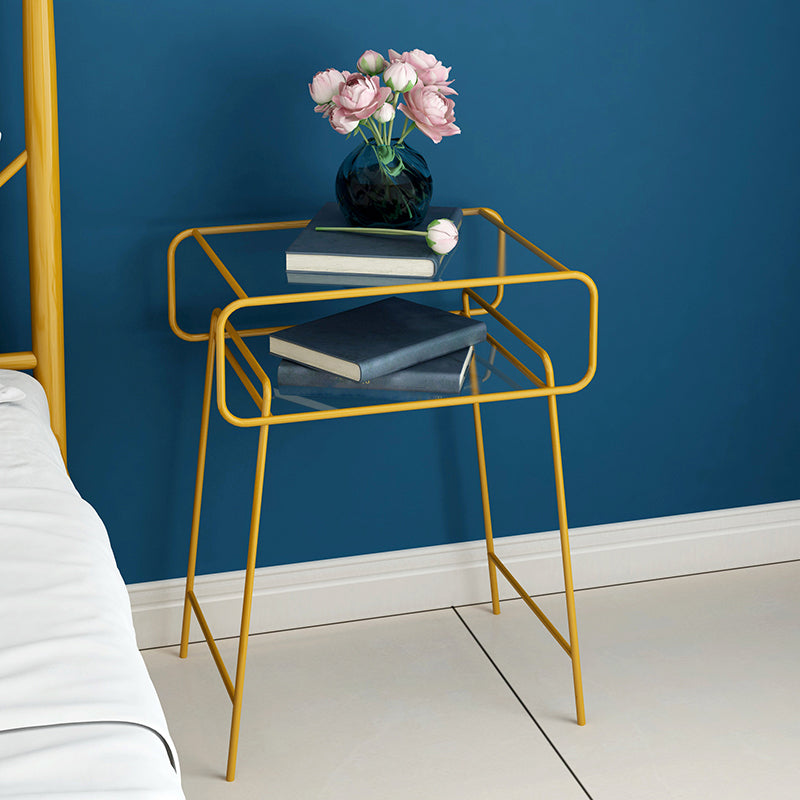 Glam 21 Zoll H -Bett Nachttisch Gla Top Open Storage Night Tisch mit Beinen