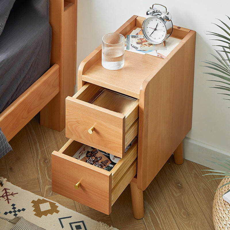 20 inch H nachtkastje Modern massief hout 2-laden Beech bed nachtkastje met benen