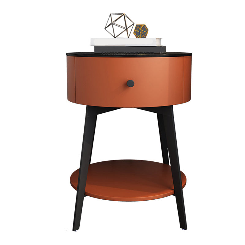 Moderno tavolo da notte alto 22 pollici in pietra in pietra 1-cassetto incluso incluso con gambe