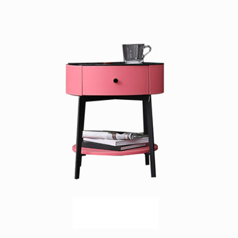 Moderno tavolo da notte alto 22 pollici in pietra in pietra 1-cassetto incluso incluso con gambe