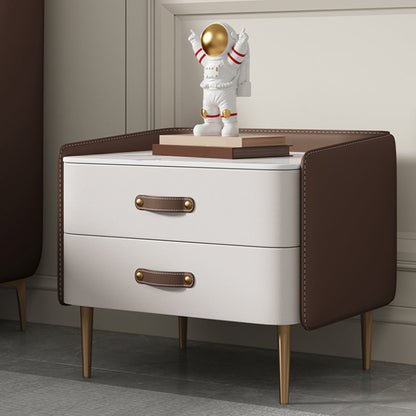 Comodino da 2 disegni moderno da 20 pollici H in pietra tavolo da notte con gambe