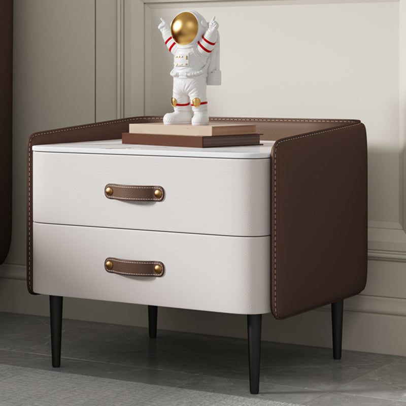 Comodino da 2 disegni moderno da 20 pollici H in pietra tavolo da notte con gambe