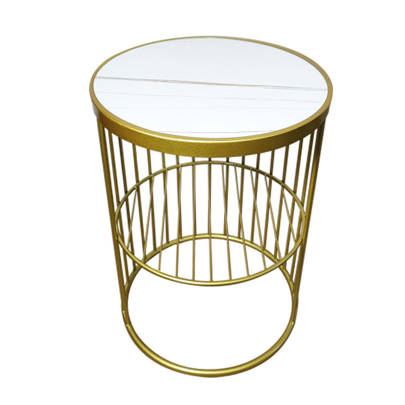 22 inch h bed nachtkastje glamour stenen top metaal open opslag nachttafel