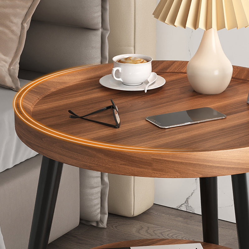 Modern ronde bed nachtkastje imitatie houten open opslag 20 inch h nachttafel met benen