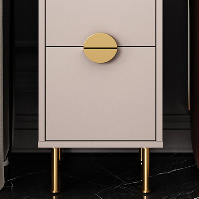 Glam Stone Top Bed Nightstand 2-Drawer Imitation Wood Legs Included Night Table Clearhalo 'Bedroom Furniture' 'furn' 'furn_night_stand' 'Furniture' 'night_stand' 'Nightstands' 5609476